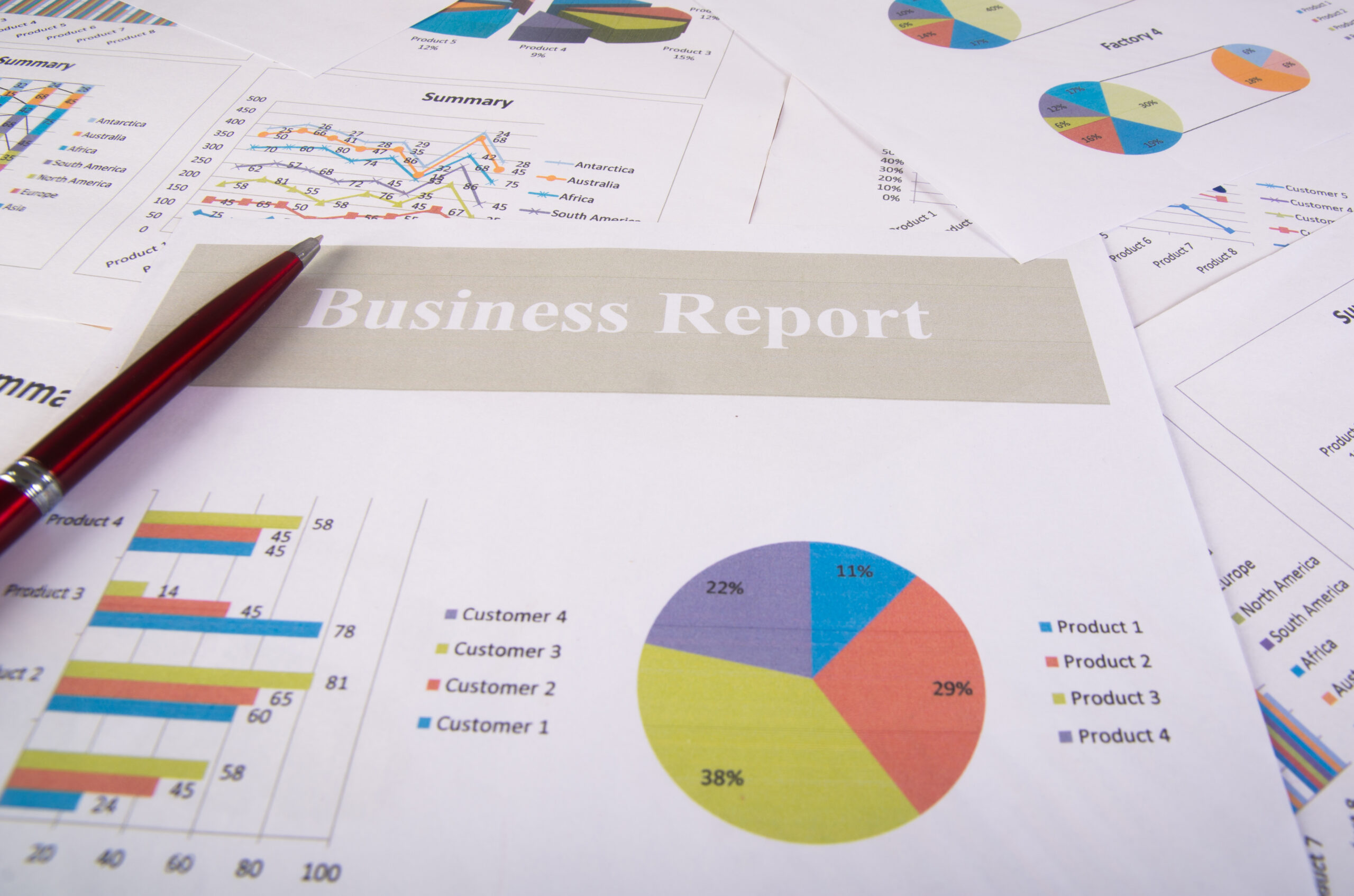 business report graphs charts business reports pile documents business concept