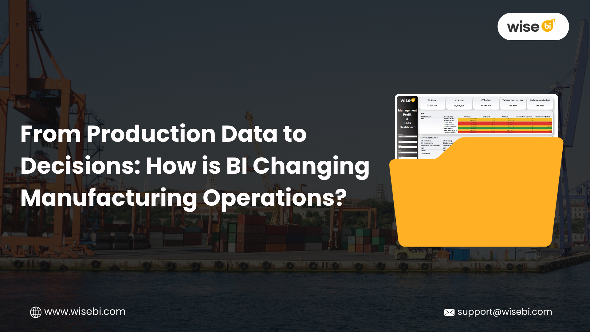 Manufacturing BI dashboard showing production data, operational KPIs, performance trends, and actionable insights - WiseBI