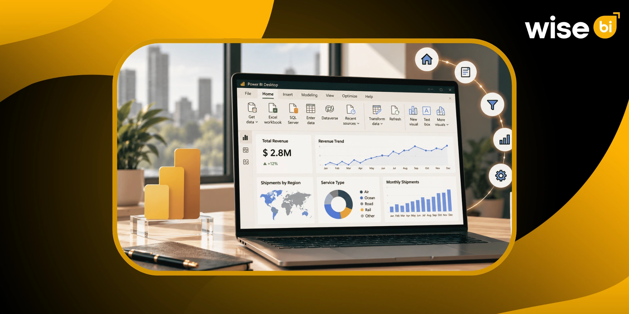Power BI header icons explained with visual header functions and controls - WiseBI