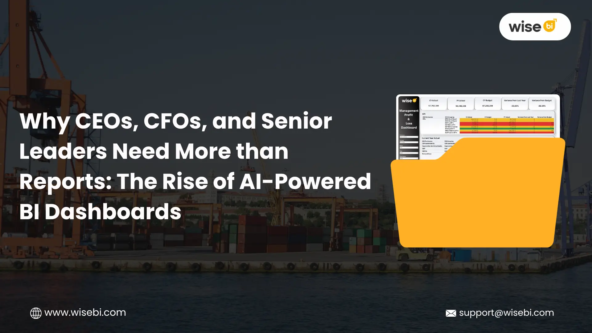 AI-powered BI dashboard helping CEOs, CFOs, and senior leaders analyse logistics data, shipment performance, costs, and business insights.- WiseBI