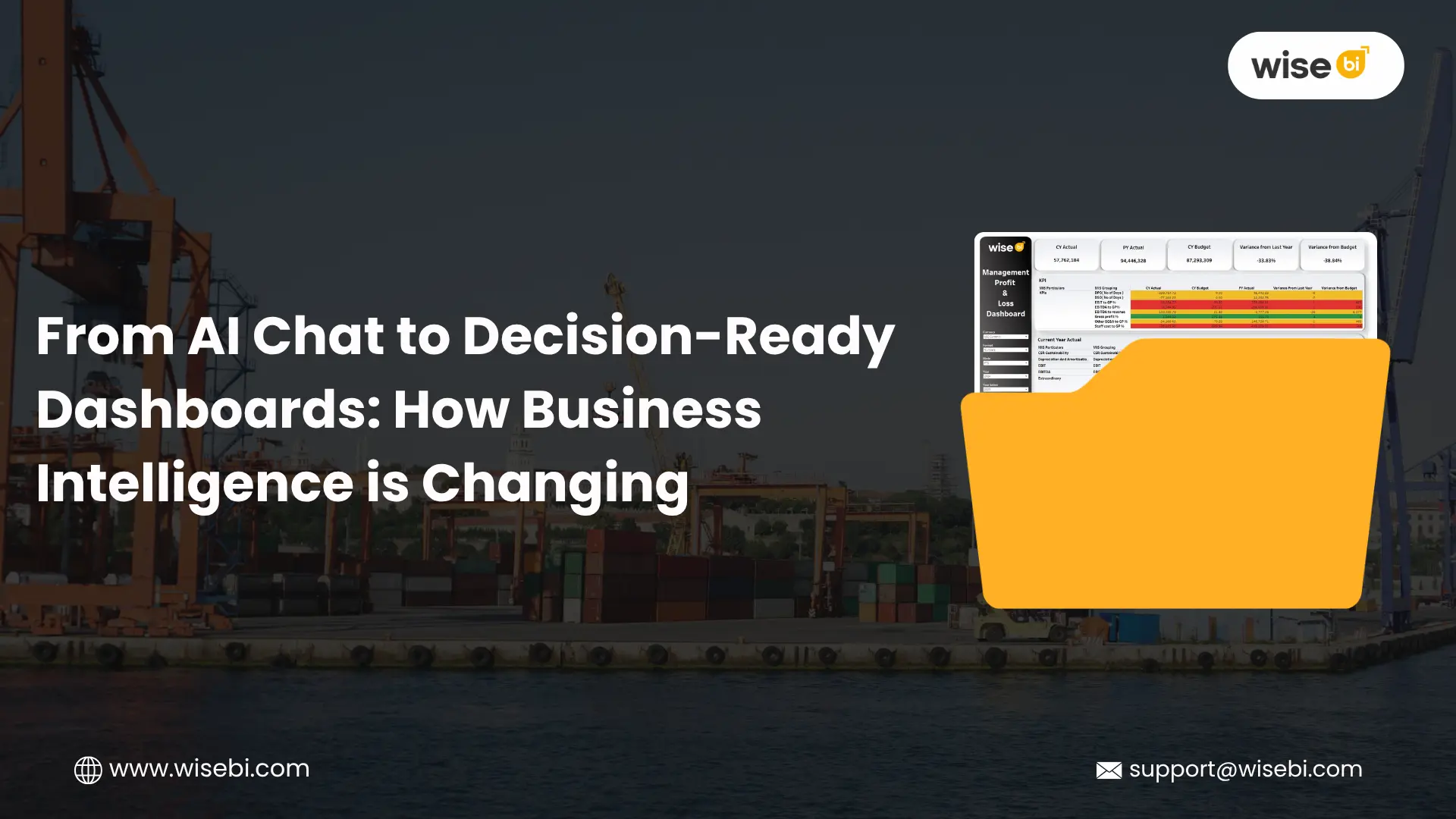 AI-powered business intelligence dashboard showing conversational AI, logistics data analysis, operational trends, and decision-ready insights for logistics teams - WiseBI