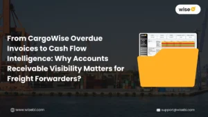 CargoWise Accounts Receivable Dashboard showing overdue invoices, receivables aging, collections, and cash flow insights for freight forwarders. - WiseBI