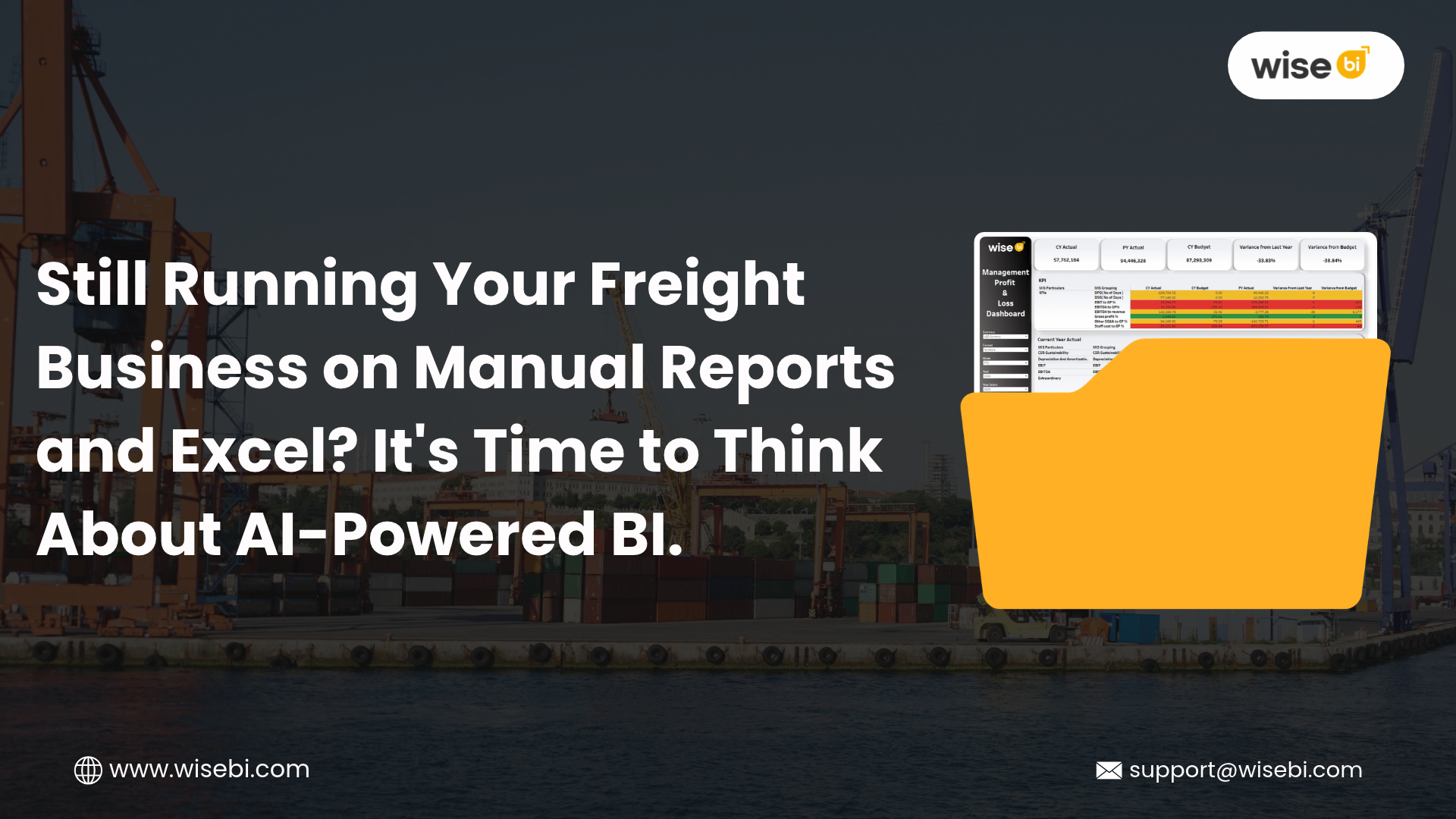 AI-powered business intelligence dashboard analysing freight data, shipment costs, customer profitability, and business performance for freight forwarders - WiseBI